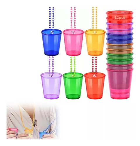 30 Collares Shot Transparente Caballito Color Vaso Tequilero Mixto