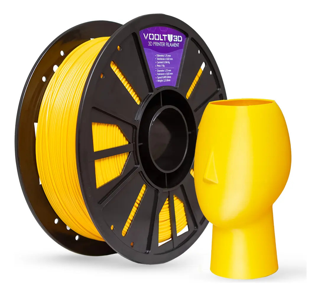 Filamento Petg HF High Fluidity Amarelo 1kg Impressão Voolt3D