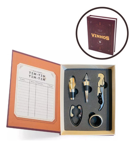 Set 5 Pcs Sacacorchos Descorchador 2 Tiempos Estuche Libro