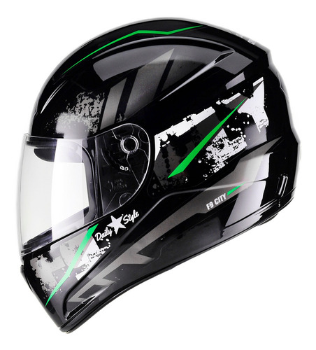 Capacete Moto Masculino Feminino Fly F-9 City Tamanho Do Capacete 58 Cor Preto Brilhante-verde