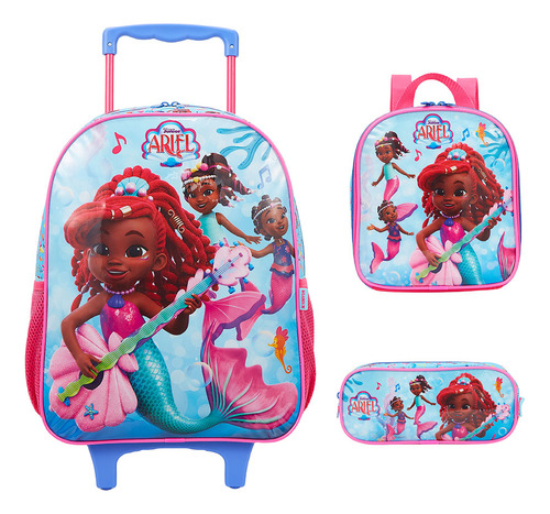 Kit De Mochila Escolar A Pequena Sereia Kit Ariel Ps X Va25 - Azul