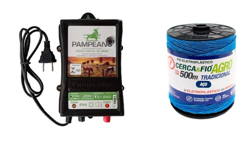 Kit Cerca Eletrica Rural - Eletrificador + Rolo De Fio 500m