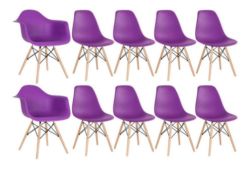Kit Cadeiras Jantar Eames Eiffel Wood  2 Daw E 8 Dsw  Cores Cor da estrutura da cadeira Roxo
