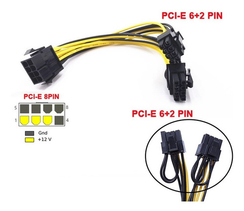 Imagen 6 de 6 de Cable Splitter 8 Pin A 2x 8 (6+2) Pcie Mineria Cripto