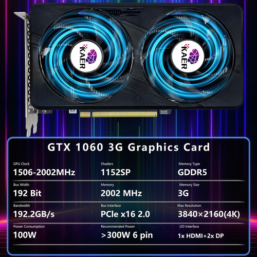 Kaer Nvidia Geforce Gtx1060 Tarjeta De Gráficos De Juegos (p