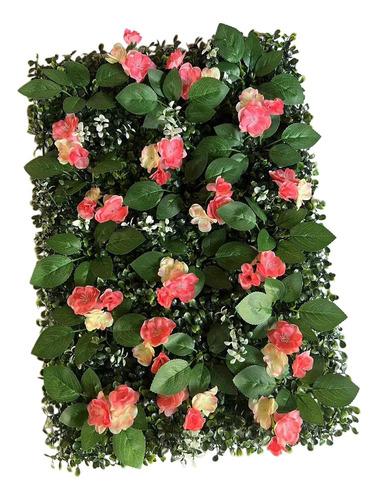Panel De Pared De Césped Artificial Con Rojo Champán