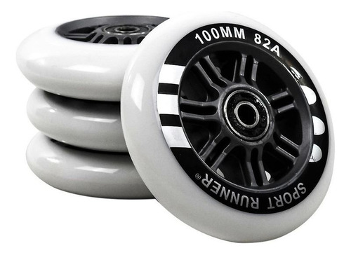 4 Ruedas Goma 82a 100mm + Rodamientos Abec11 Sport Runner