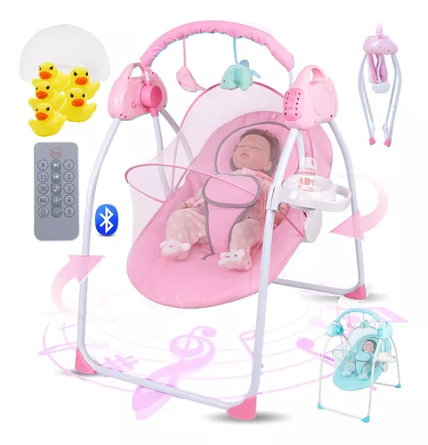 Columpios de bebé Bluetooth para bebés, columpio portátil relajante con 6  movimientos y 12 melodías, columpio eléctrico para bebés de 6 a 20 libras,  0