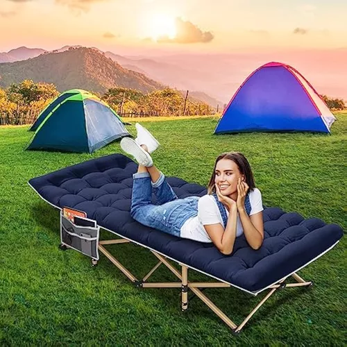 Cama plegable al aire libre, catre de camping, cama plegable portátil, con  almohada, soporta 450 libras, para dormir y vacaciones en la playa (color 
