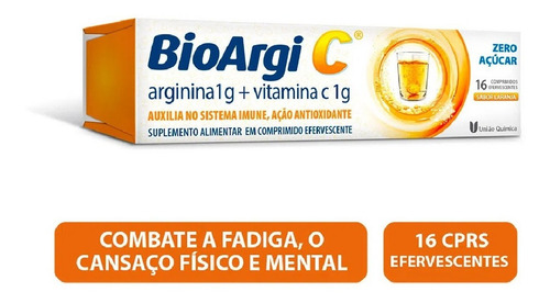 Kit 12 Unidades Bioargi-c Com Aspartato De Arginina 16 Comp Sabor Laranja