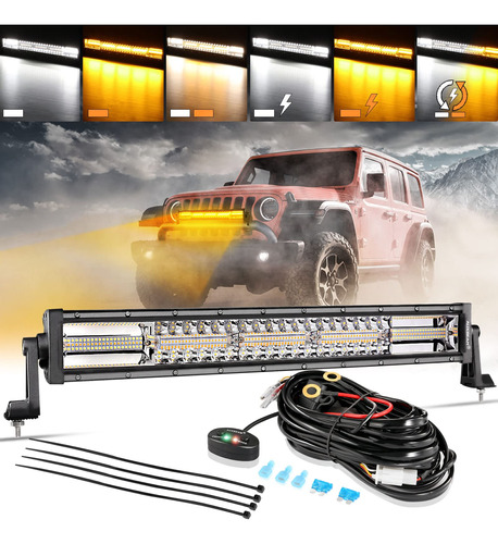 Auxbeam Barra De Luz Led De 22 Pulgadas, 120 W, 6 Modos, Luc