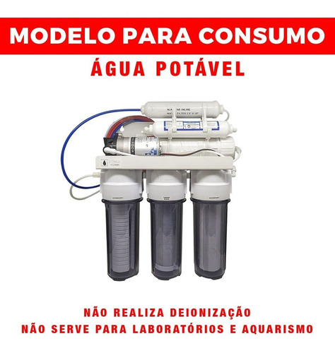 Filtro Osmose Reversa Consumo 100gpd 6 Estágios Com Bomba