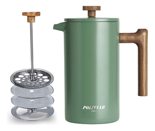 Cafetera Poliviar French Press 1l Acero Inoxidable Verde