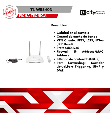 Router Inalámbrico, 2.4 Ghz, 300 Mbps, 2 Antenas, 4 Puertos