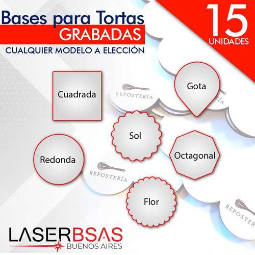 Base Para Tortas C/logo Fibro 24 Y 25cm  X15  Bt2425-fpl-15