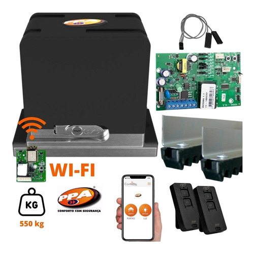 Kit Motor Deslizante Residencial Wi-fi Ppa Cube 550 1/4 220v Frequência 60