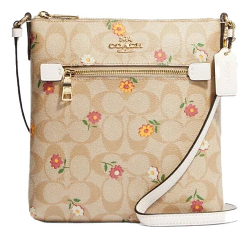 Bolsa Con Flores Coach Color Beige