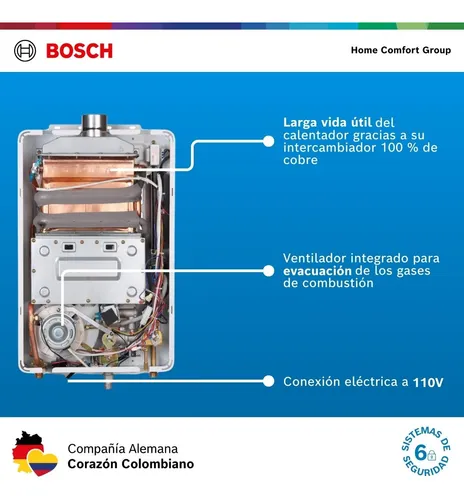 Calentador Bosch 10lt Gas Propano Tiro Forzado Therm 1400f