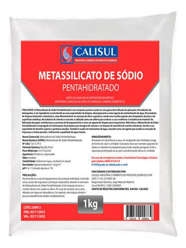 Metassilicato De Sódio - Penta-hidratado Premium - 1kg