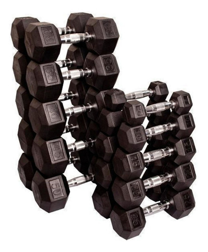 Set 10 Pares De Mancuernas Gym 5 A 50lb Para Hacer Ejercicio Color Negro