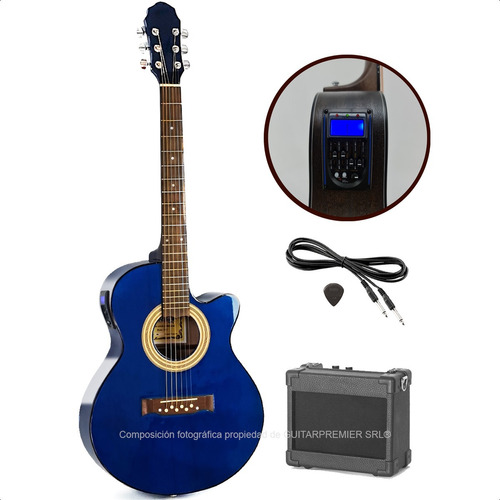 Guitarra Acustica + Amplificador + Funda + Cable + Pua Combo