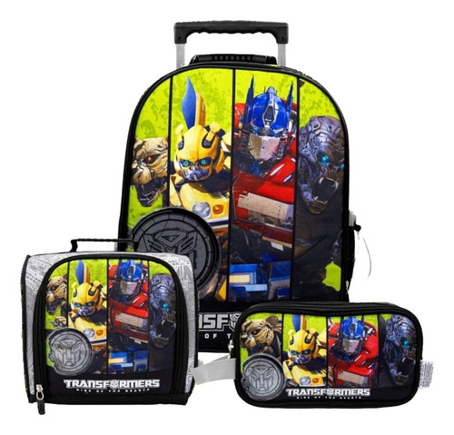 Pack Maleta Ruedas Transformers Rise Lonchera Cartuchera