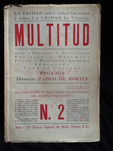 Revista Multitud - Pablo De Rokha, Teófilo Cid, Gómez Correa