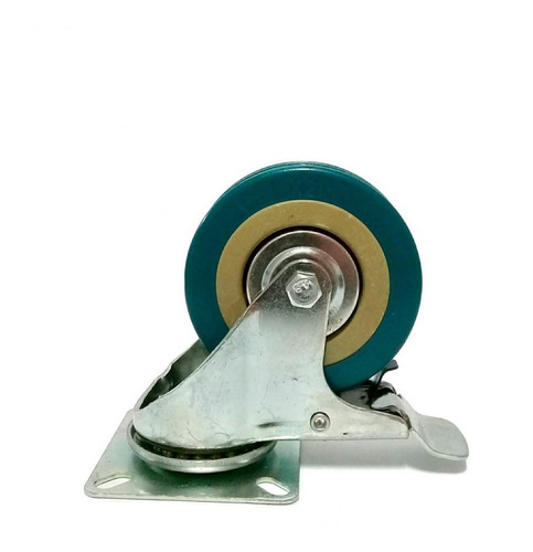 Imagen 1 de 6 de Rueda 50mm Con Freno Reforzada Con Base Giratoria Goma Acero