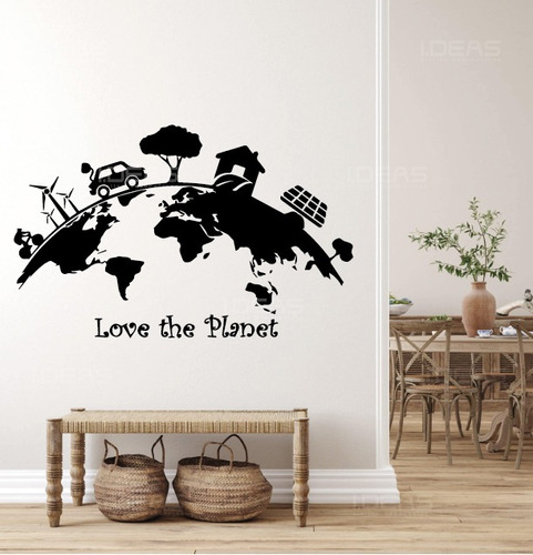 Vinilo Decorativo Love The Planet Ama El Planeta Pegatina 