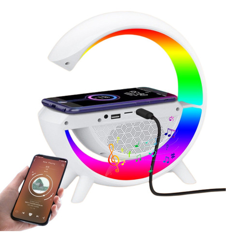 Cargador Inalámbrico 15w Con Bocina Y Rgb Luz Para iPhone