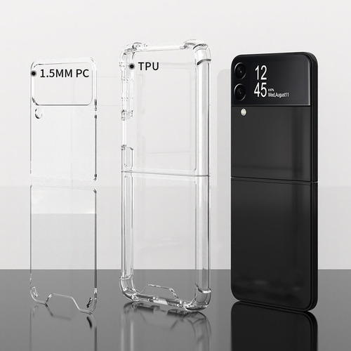 Imagen 4 de 10 de Carcasa Para Samsung Galaxy Z Flip 4 Transparente + Hidrogel