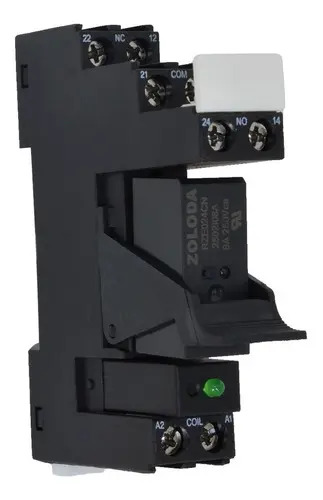 Relé Zoloda Doble Inversor 24VCC 2x8A con LED Anclaje DIN 6,5MM
