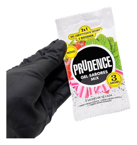 Imagem 2 de 3 de Lubrificante Kit 3 Unidades Sachê 5g Mix Sabor Prudence