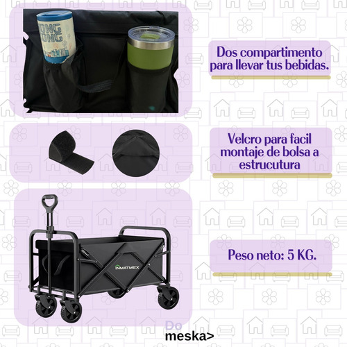 Carrito Portatil Multiuso Para Mascota, Niños,playa Inmatmex