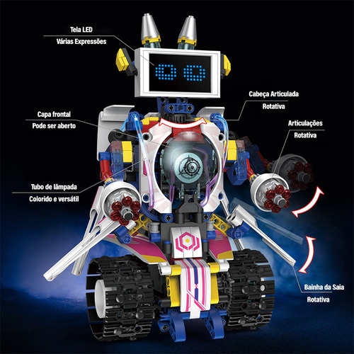 Camewin Blocos Construção Brinquedo 5 Em 1 Led Robô Educacional Variável, Controle Remoto E De Aplicativos, Programável 603 Peças