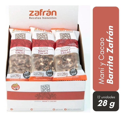 Zafran Barrita De Mani Y Cacao Sin Tacc Pack X 12 Unidades