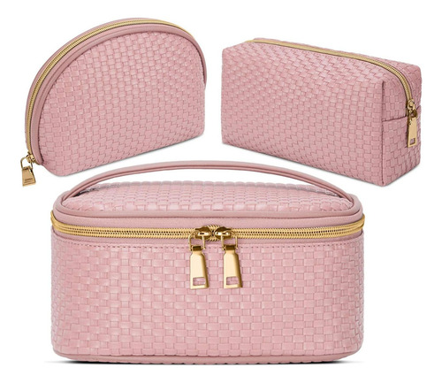 Bolsa De Maquillaje Ktmouw 3 Pcs Impermeable Rosa