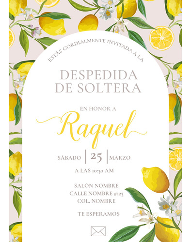 Invitación Digital Despedida De Soltera Limón Tarjeta Gratis