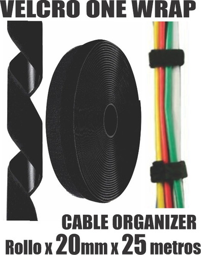 Velcro Organiza Cables Cinta Rollo 20mm X 25 Metros One Wrap