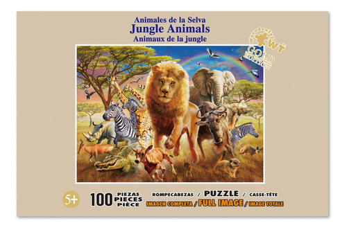 Rompecabezas Wuundentoy Gold Edition Jungle Animals 100 Pzas