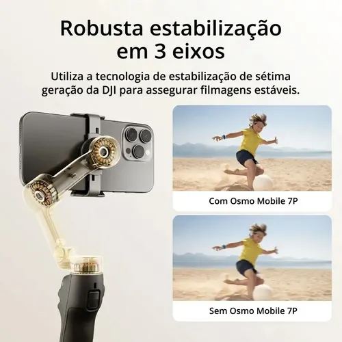 DJI Osmo Mobile 7P para celulares, iPhone e Android, rastreamento