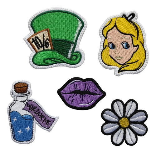 Kit Parche Bordado Emoticones, Sombreo, Pocima Labios, Flor 