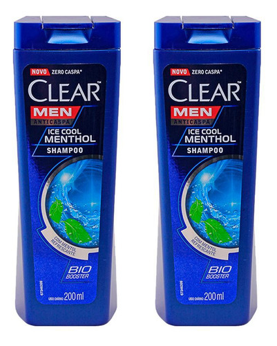 Kit Com 2 Shampoo Clear Men Anticaspa Ice Cool Menthol 200ml