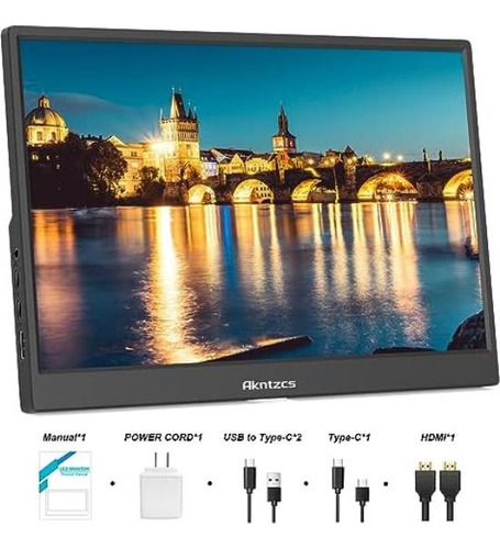 Pantalla Táctil De Monitor Portátil Akntzcs 14 Fhd Usbc Ips