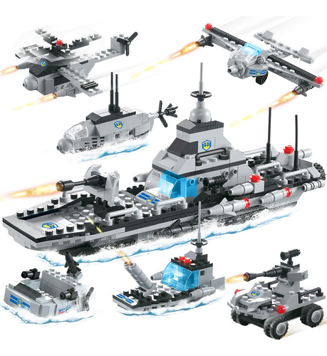 Juego Bloques Construcción Barco Policia Navidad