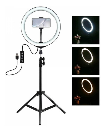 Aro De Luz Led 10 Pulgadas Con Tripié Alto (2.10mts)