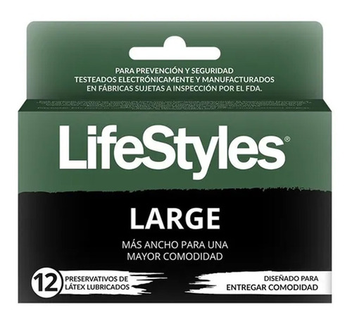 Condones Talla L Lubricados 12 Unid Más Largos Lifestyles