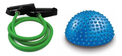 Kit De Banda Elastica Con Asas Verde + Balancin Mini Bosu 13