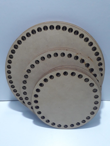 5 Bases Tejer Cestos Trapillo Fibrofacil Circulares 30cm Mdf