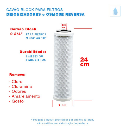Refil Carvão Block Ativado Para Ducha Chuveiro E Cavalete